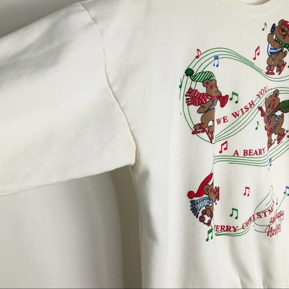 Vintage 1980 Avon Teddy Bear Christmas Crewneck Sweatshirt - Picture 2 of 6